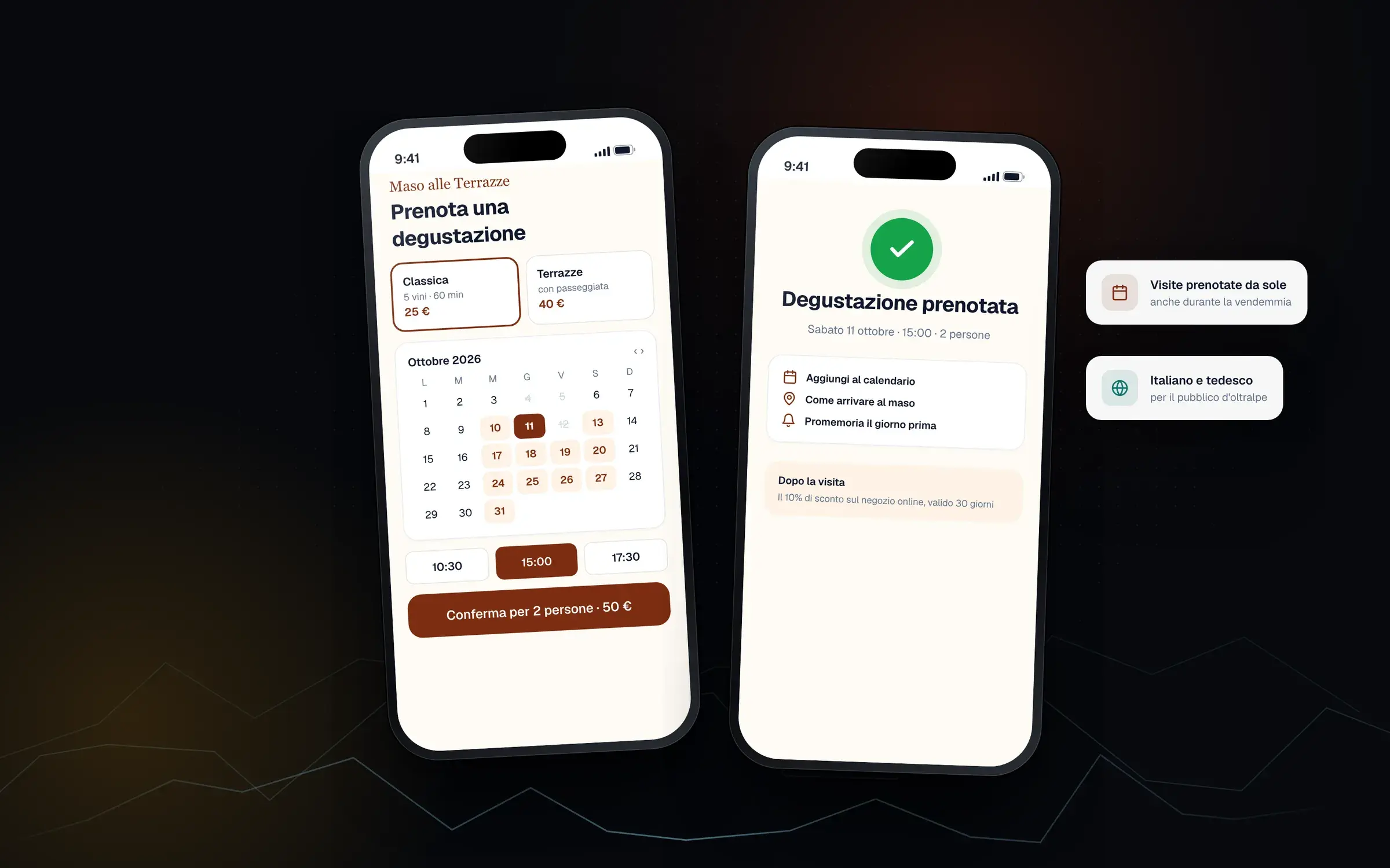 Prenotazione di una degustazione da telefono