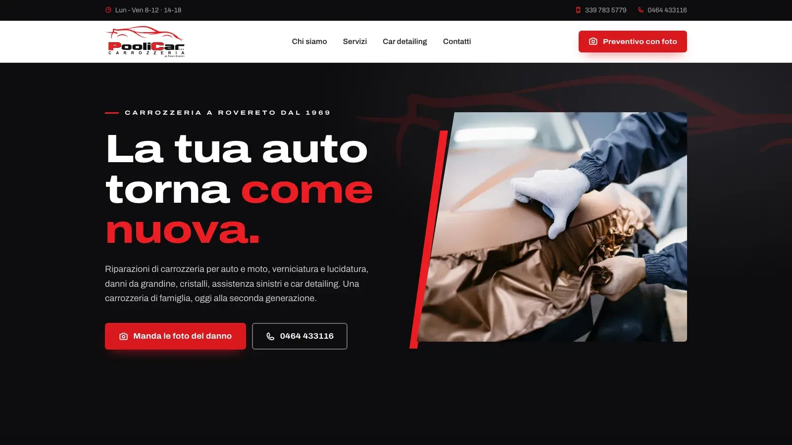 Sito per la Carrozzeria Poolicar di Rovereto