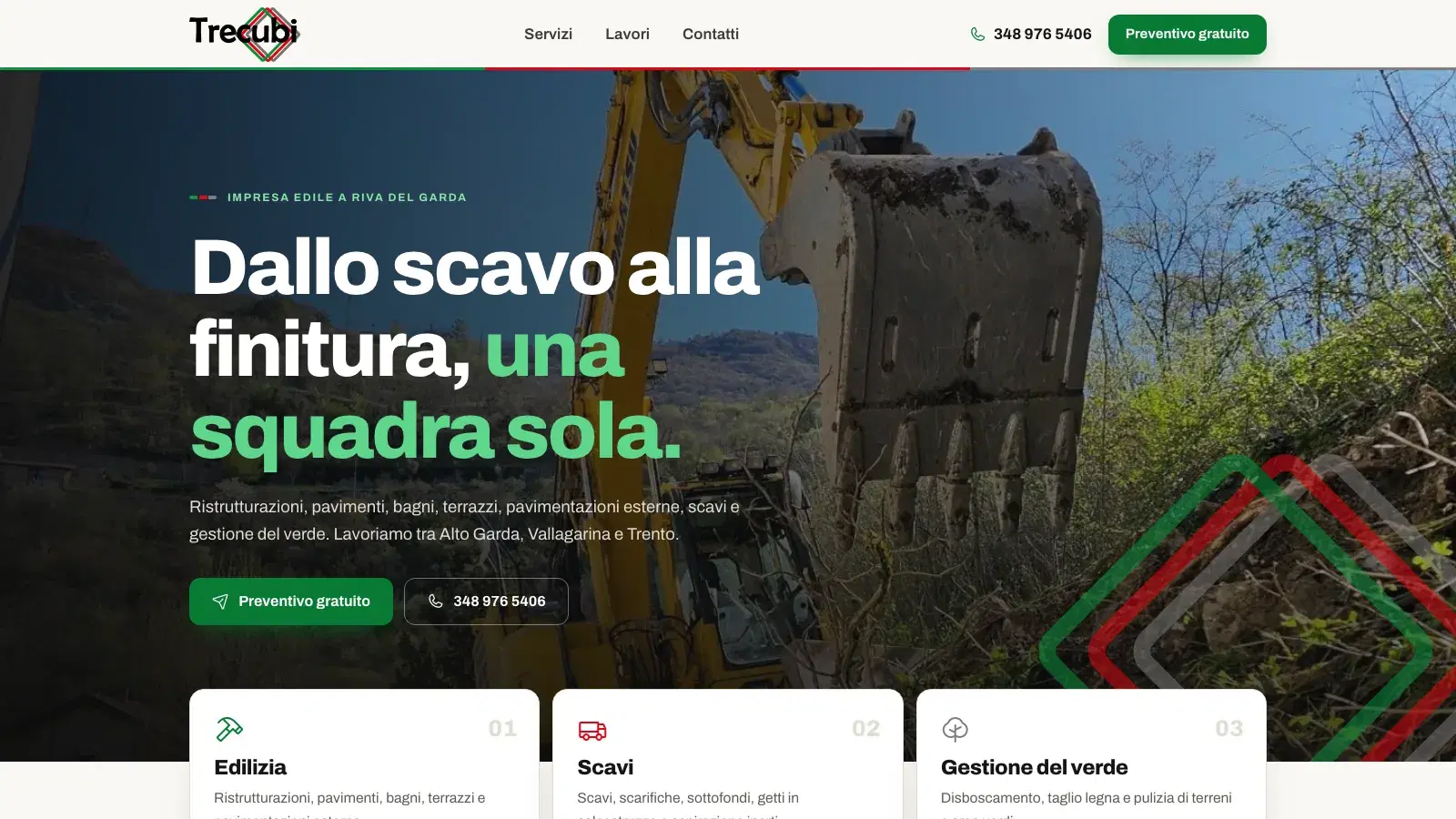 Sito per Trecubi, impresa edile di Riva del Garda