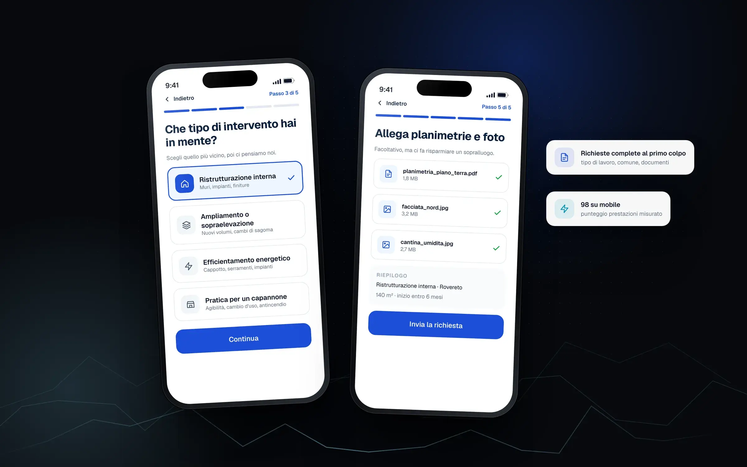 Preventivatore guidato visualizzato su smartphone